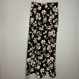 Long Floral Black and White Skirt
